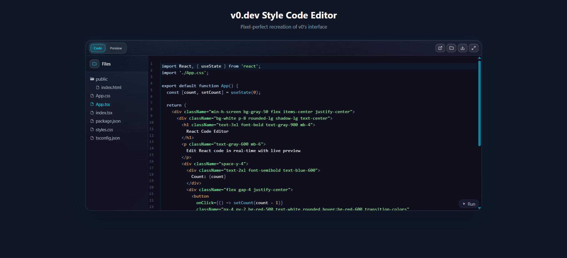 Custom React Software Development - Code Editor